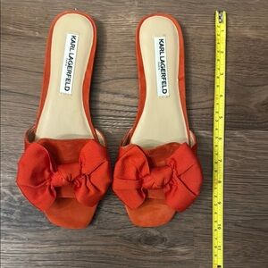 Karl Lagerfeld Orange Mules with Bow Detail